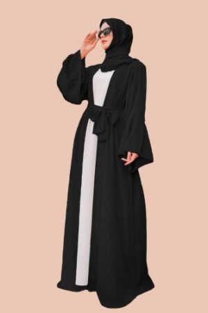 Black open abaya, a flowing and elegant garment for women