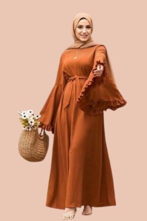 Stunning caramel abaya with a flowing design and comfortable fit