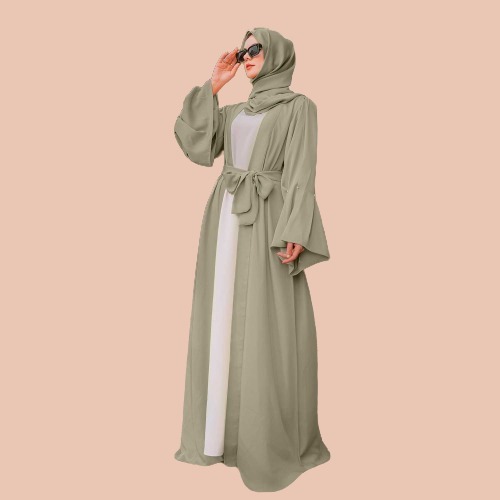 Pistachio Open Abaya A Dreamy Embrace Azii